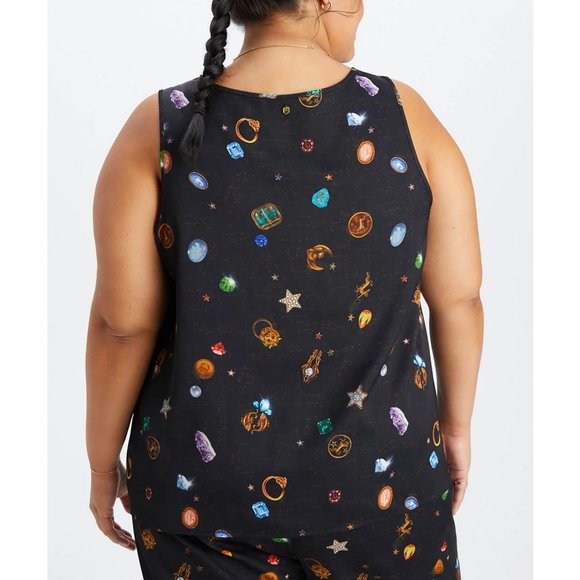 FABLETICS Ecosatin Black Lucky Charm Astrology Graphic Plus Tank Top NWT Size 3X - Picture 2 of 6